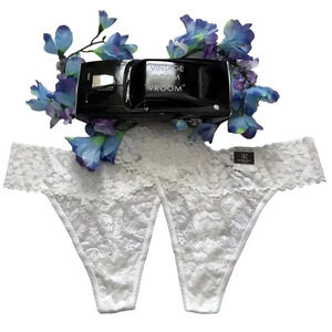 Inc International Concepts NWT 2 White Lace Thongs Bundle Women 1X